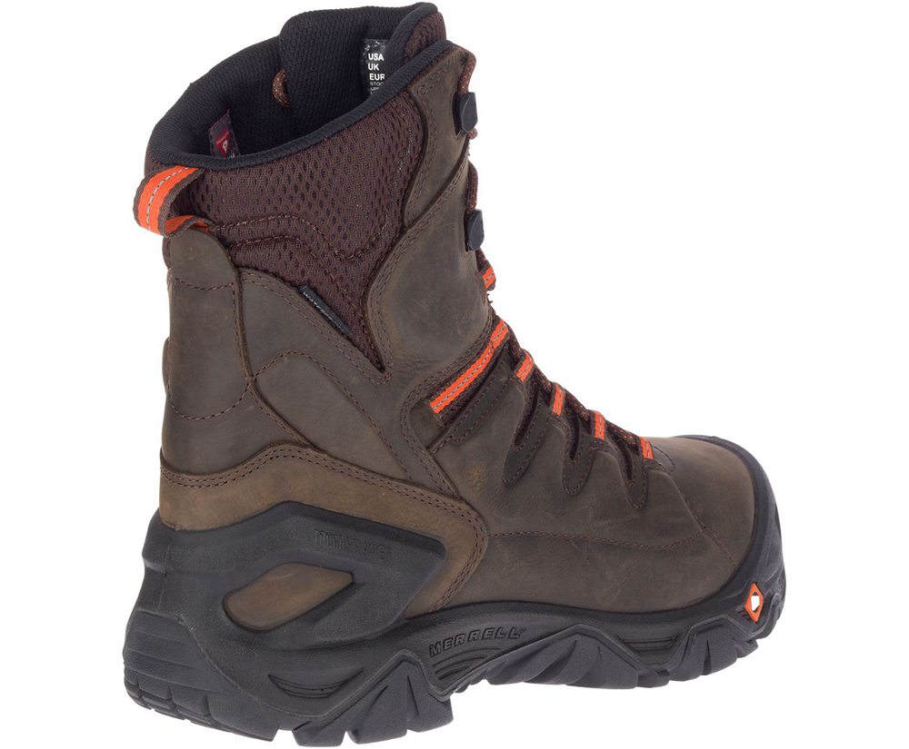 Merrell Work Boots Brown - Strongfield Leather 8\" Thermo Waterproof Comp Toe - Mens 54RHCNQJK